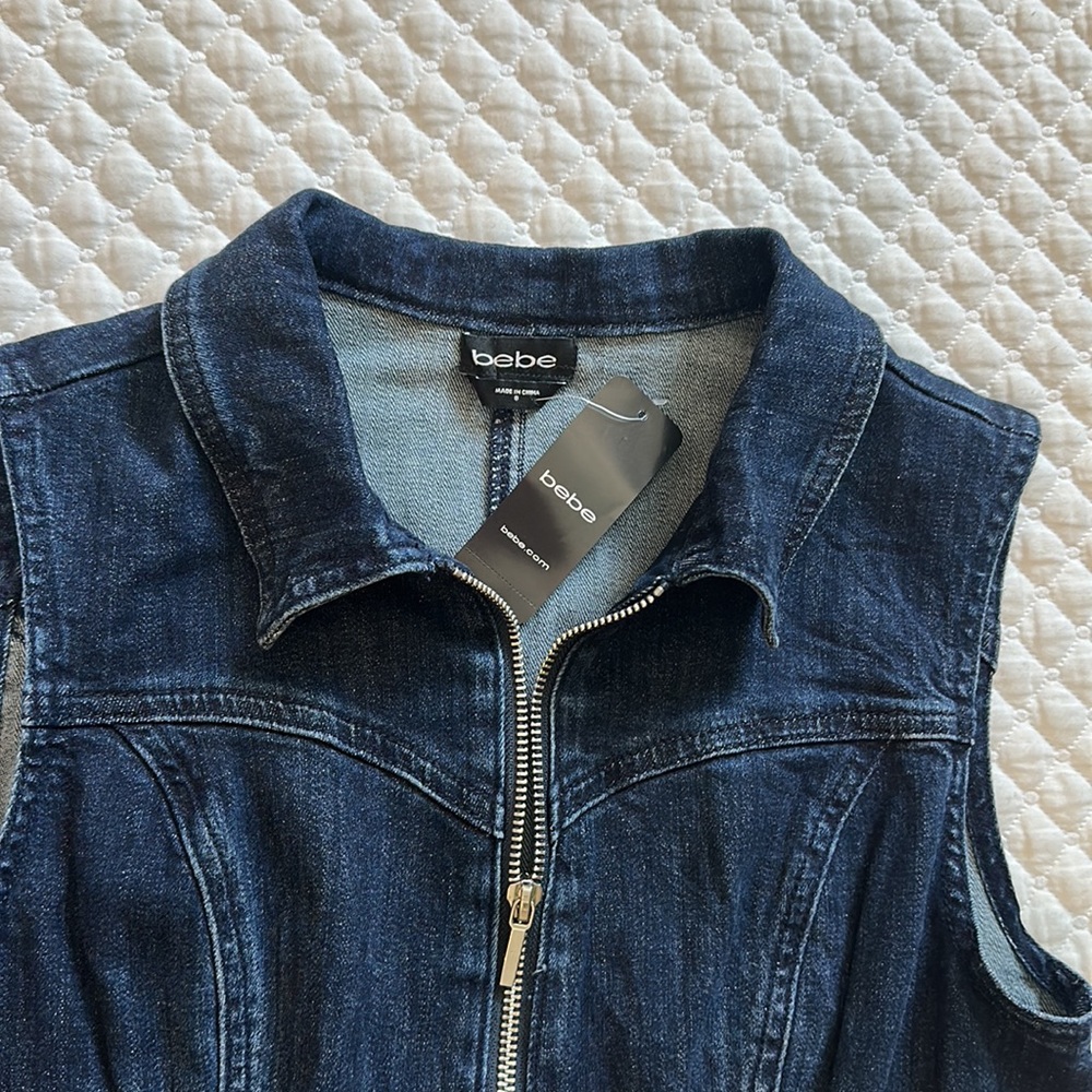 Bebe front zip side cut out denim dress - Picture 5 of 10